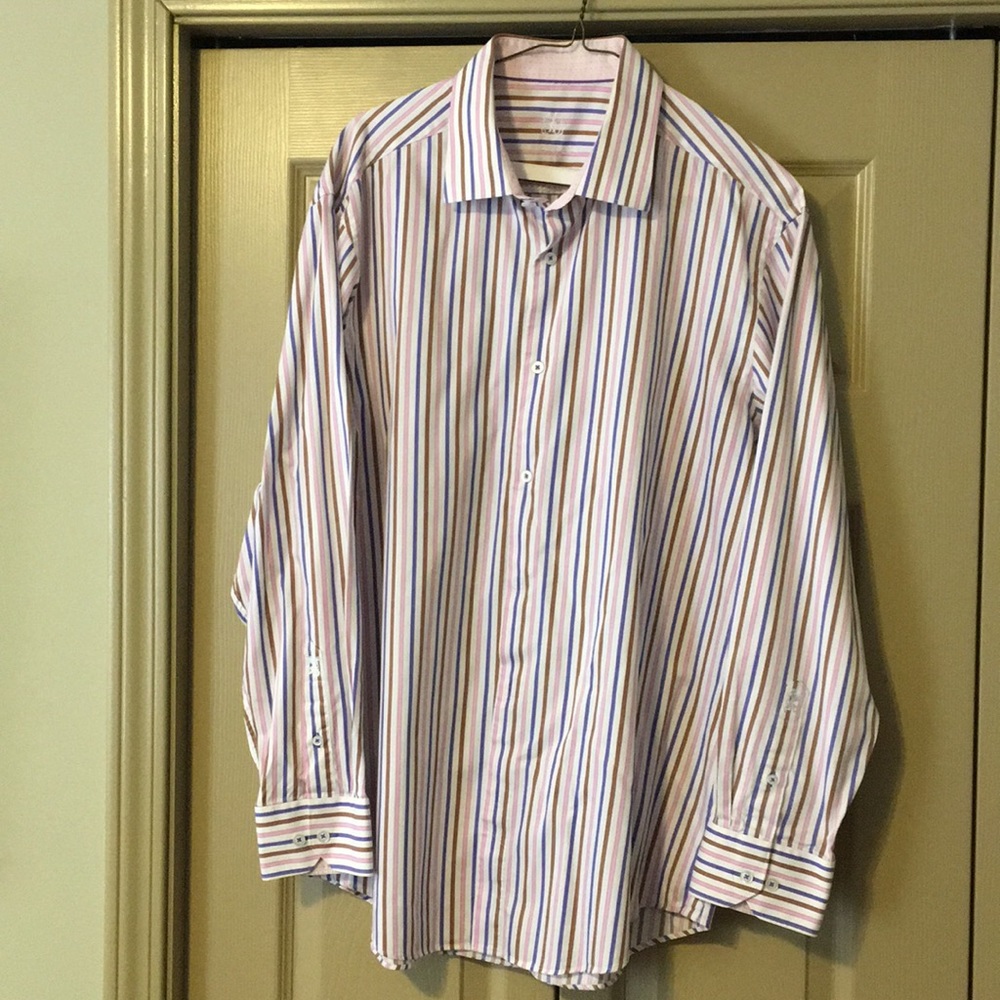Bugatchi Striped Button Down 17.5/34-35